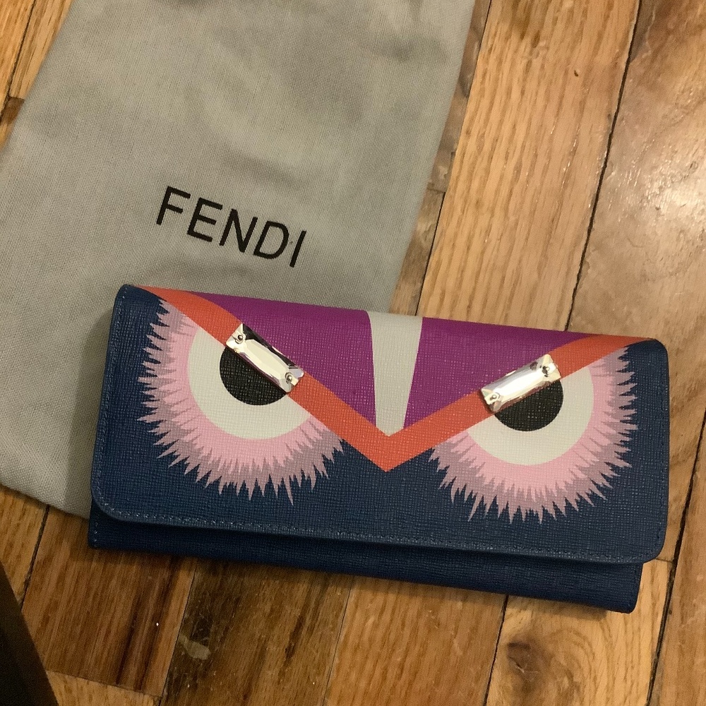 Fendi Monster Swarovski Crystal Continental Wallet